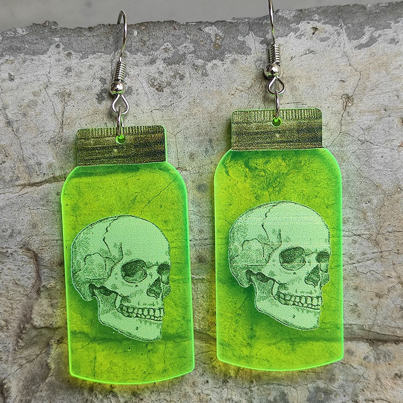 Wholesale  Ghost Earrings Fluorescent Acrylic Horror  Bottle Skull Earrings